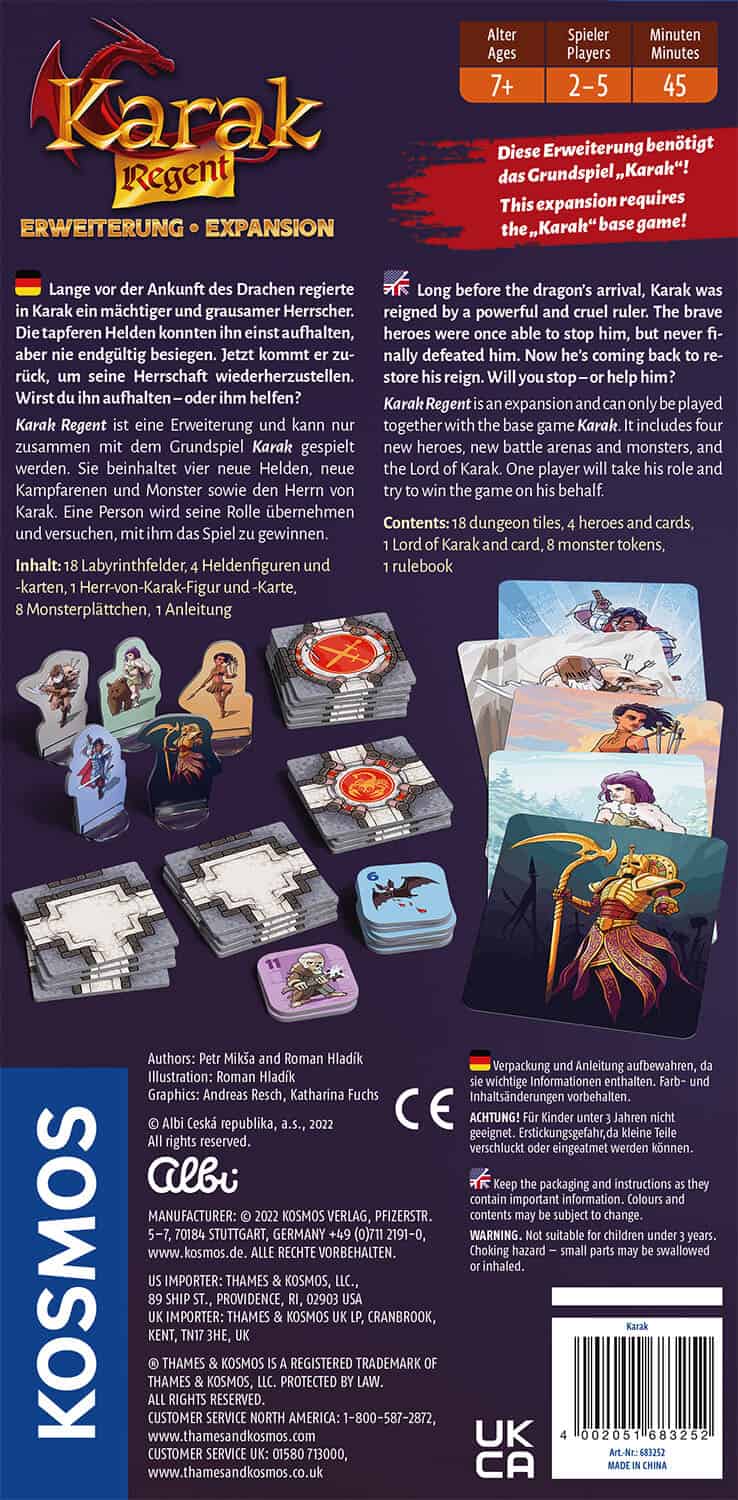 Karak Erweiterung mit Spielkarten und Box, Fantasy-Thema, im Spieltisch.