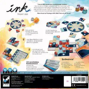 Bunte Spielkarten, Würfel und Spielmaterialien für Ink.