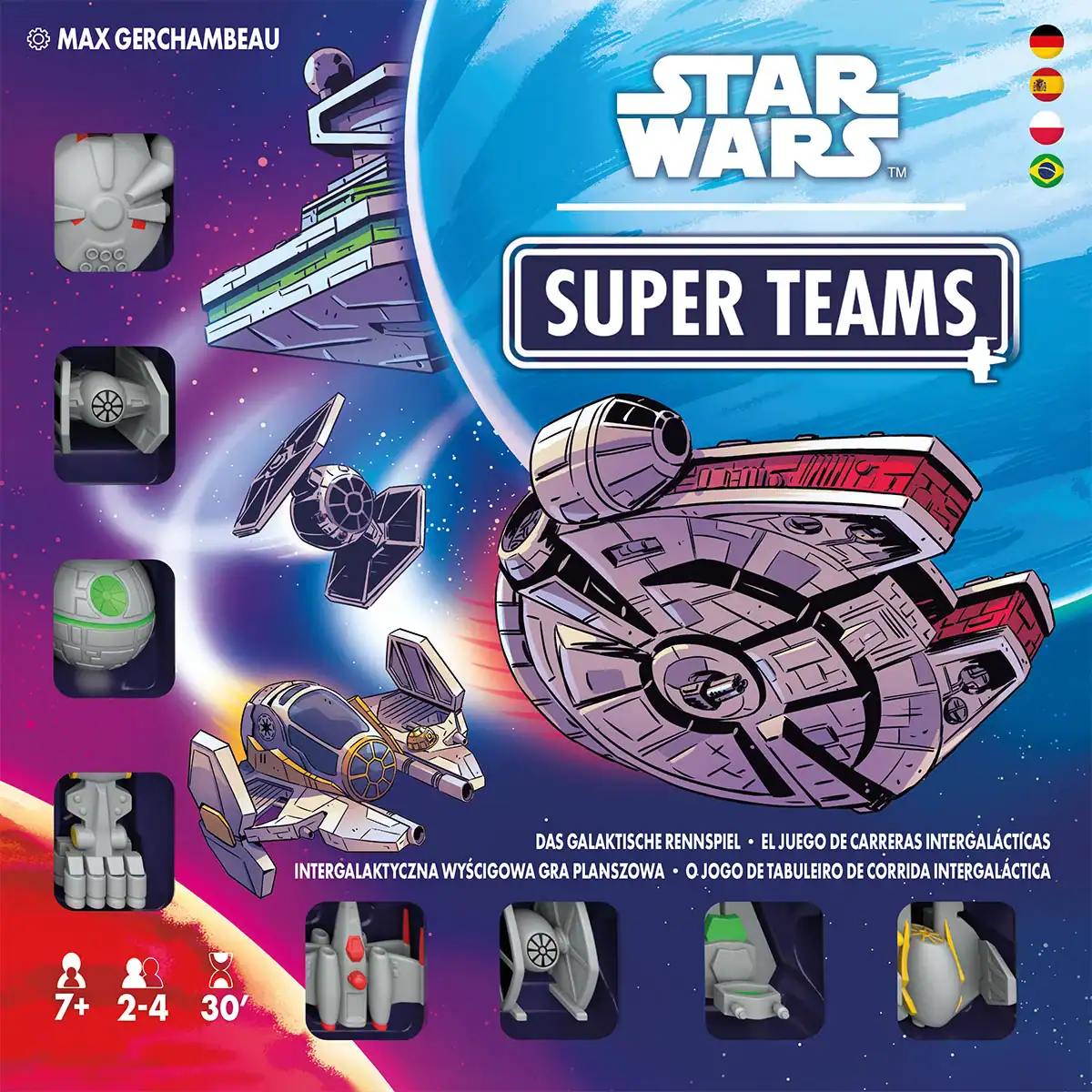 Star Wars Super Teams Spielbox mit Raumschiffen und Figuren.