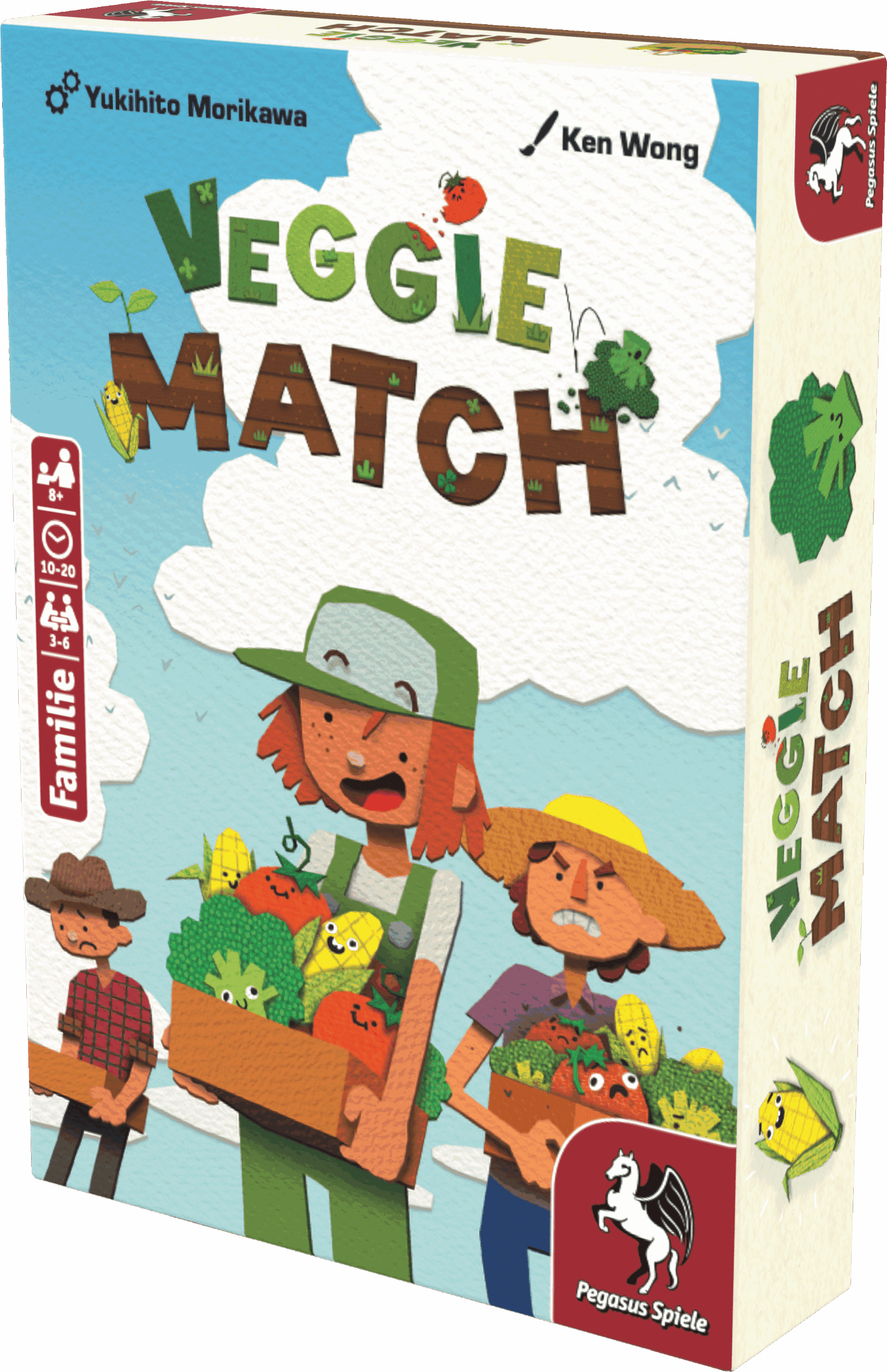 Verpackung des Veggie Match Spiels mit Kindern und Gemüse.