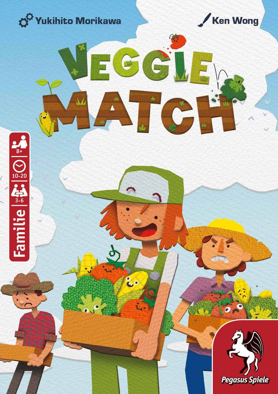 Spieler mit Gemüse-Boxen bei Veggie Match, Brettspiel für Kinder ab 3 Jahren.