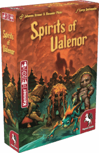 Brettspiel-Box mit Fantasy-Charakteren und Drachen.
