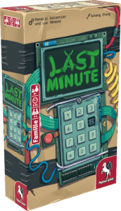 Brettspiel-Box mit digitalem Timer und Karten.