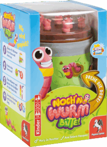 Bunte Wurm-Spielzeug mit drehbaren Teilen und Tiermotiven.